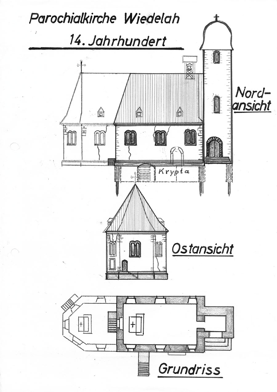 Risszeichnungen-katholische-Kirche-1 Kirche Spur der Steine - Risszeichnung 14 Jahrhundert