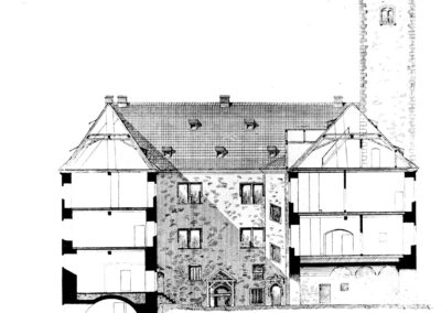 Wasserburg Schnittzeichnung